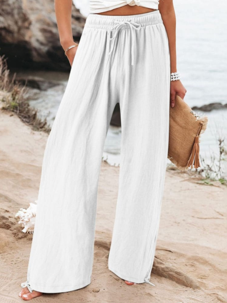 THE MAELYN | COTTON & LINEN WIDE LEG CASUAL PANTS