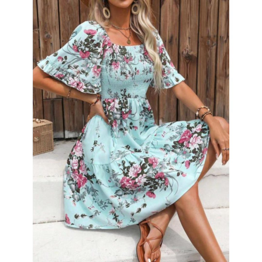 THE LYRA | FLORAL DRAPE DRESS