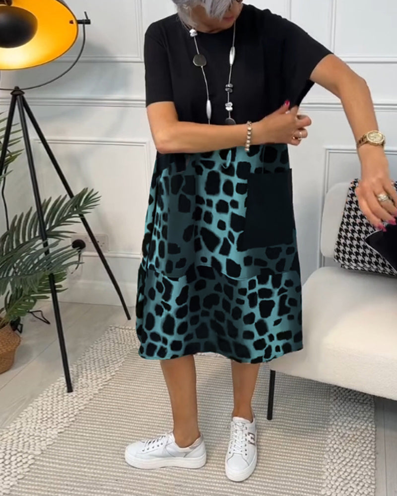 THE LIV | RELAXED ROUND-NECK PRINT DRESS