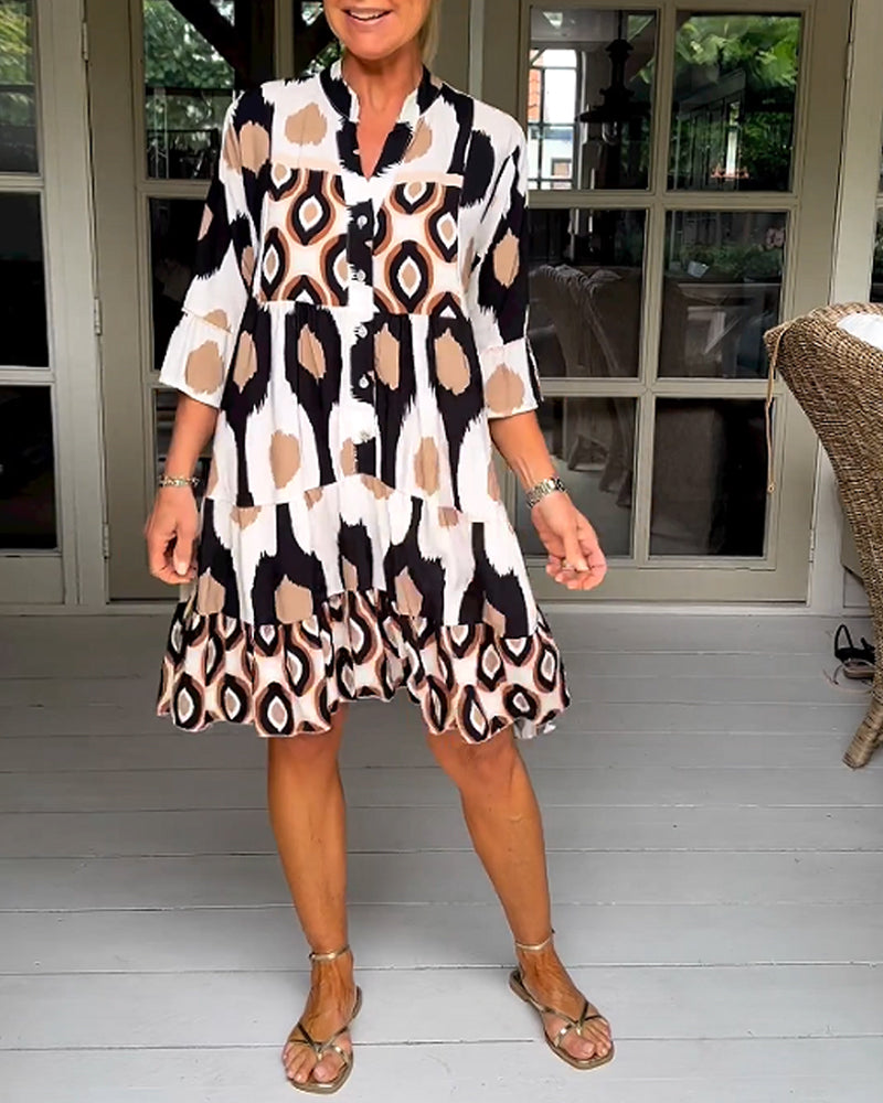 THE LIA | PRINTED 3/4 SLEEVE DRESS