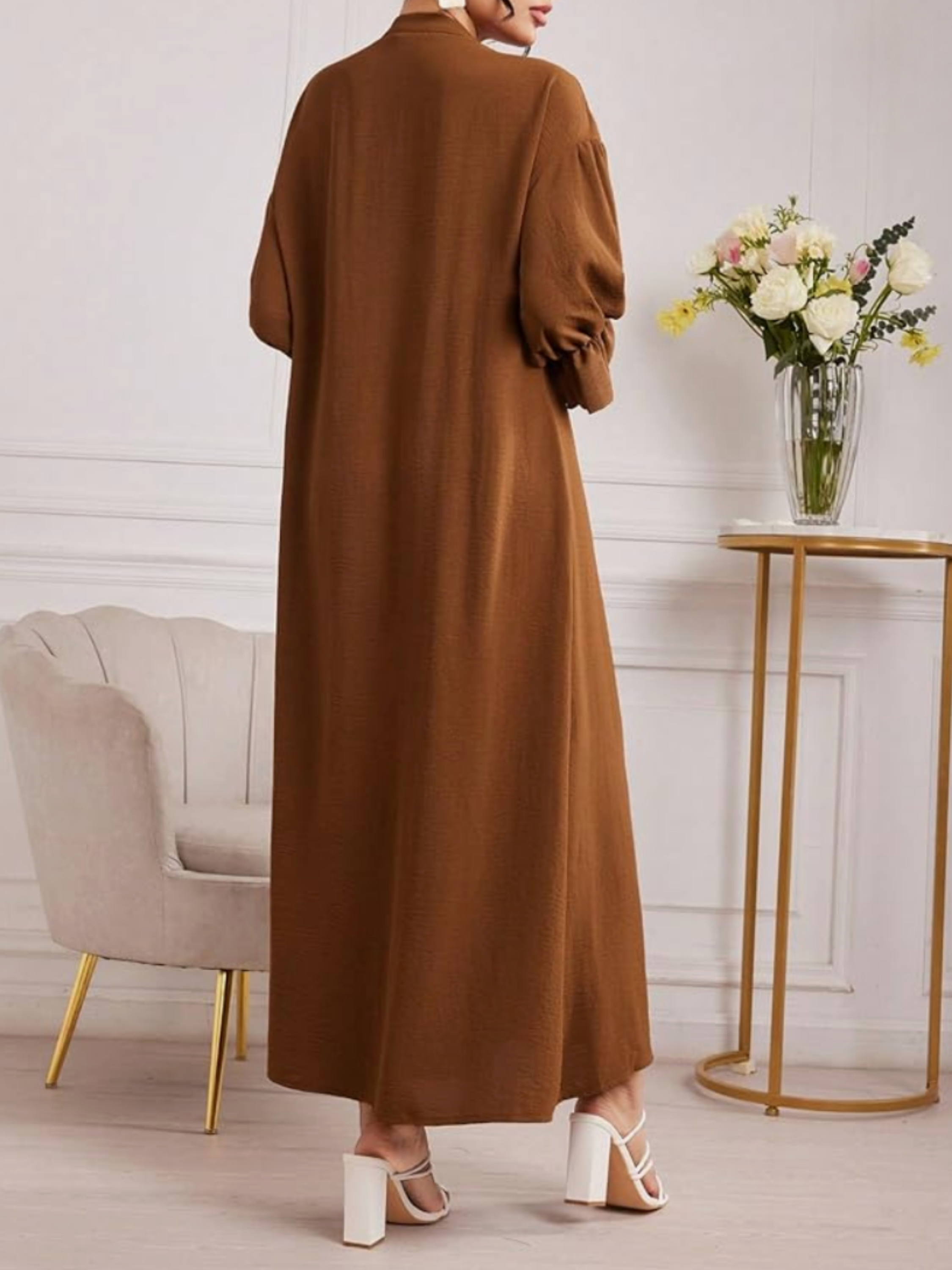 THE AMARIS | ELEGANT BUTTON-FRONT LONG-SLEEVE MAXI DRESS