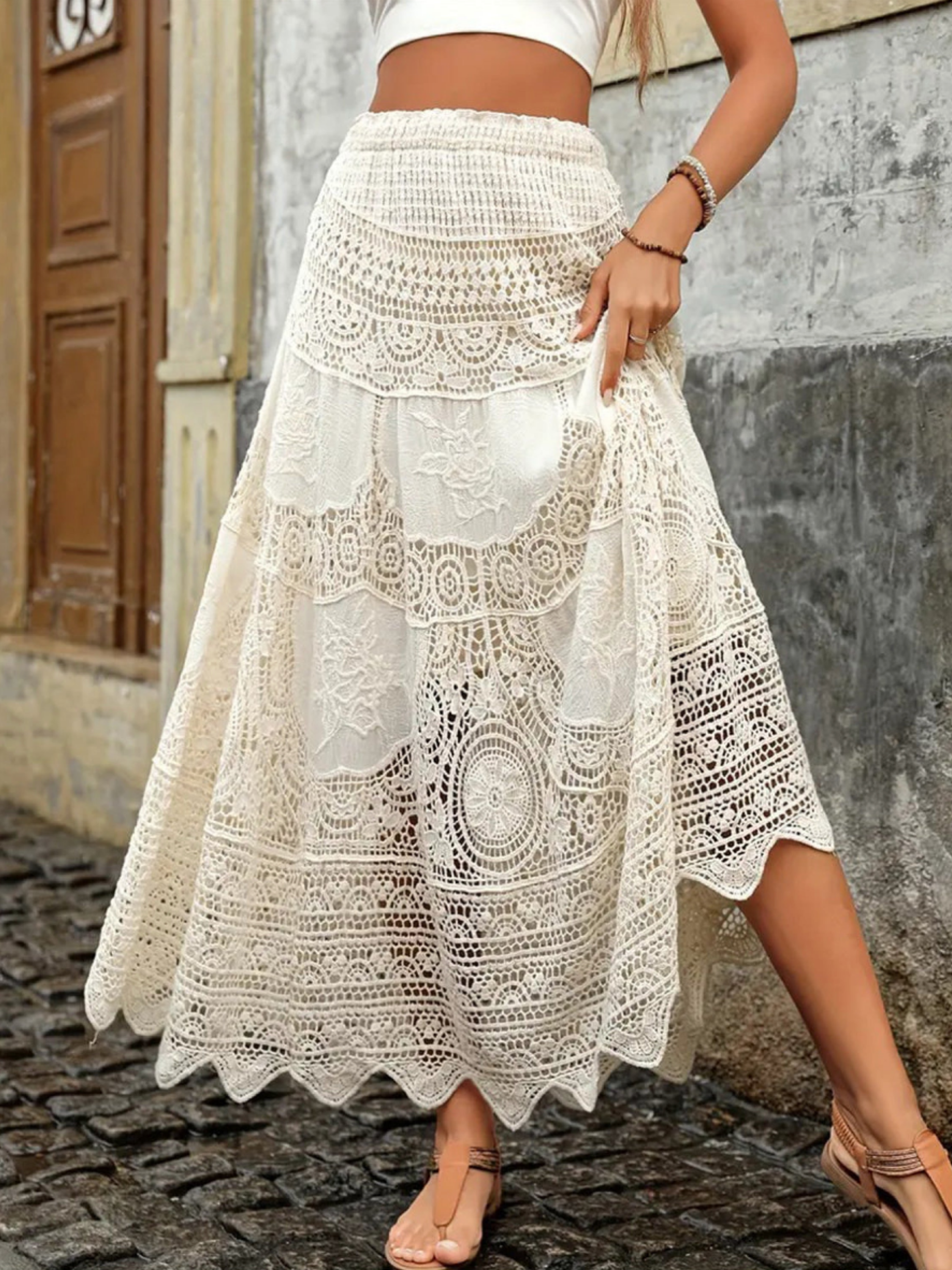 THE EVARA | VINTAGE KNIT COTTON FLARE SKIRT