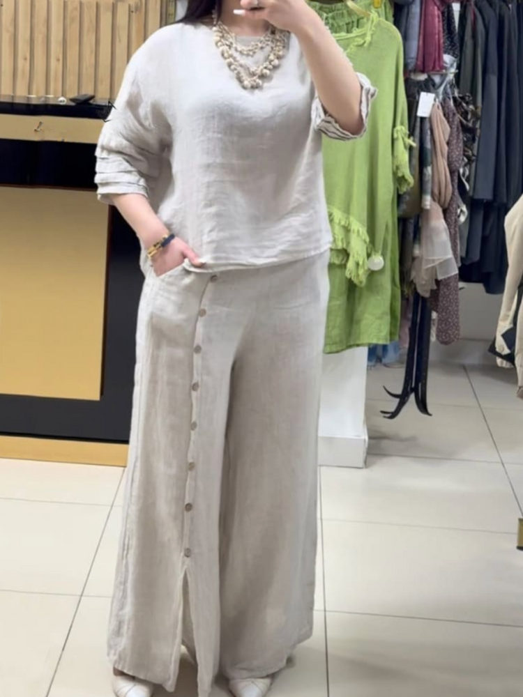 THE EMMELYN | LINEN BLEND SHIRT & PANTS SET