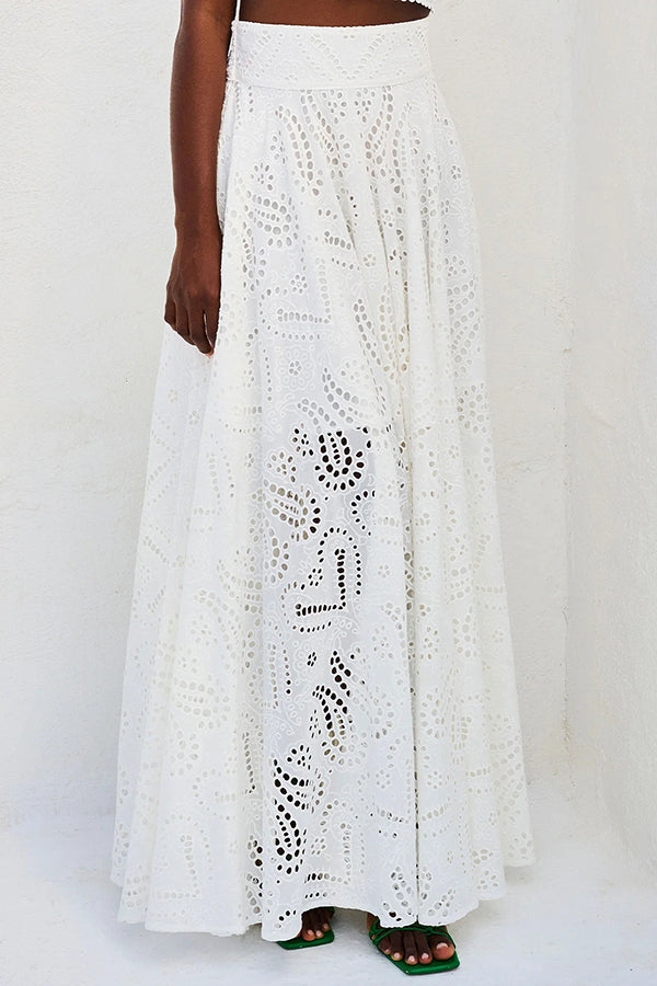 THE AURELIA | LACE CUTOUT SLIT MAXI SKIRT SET