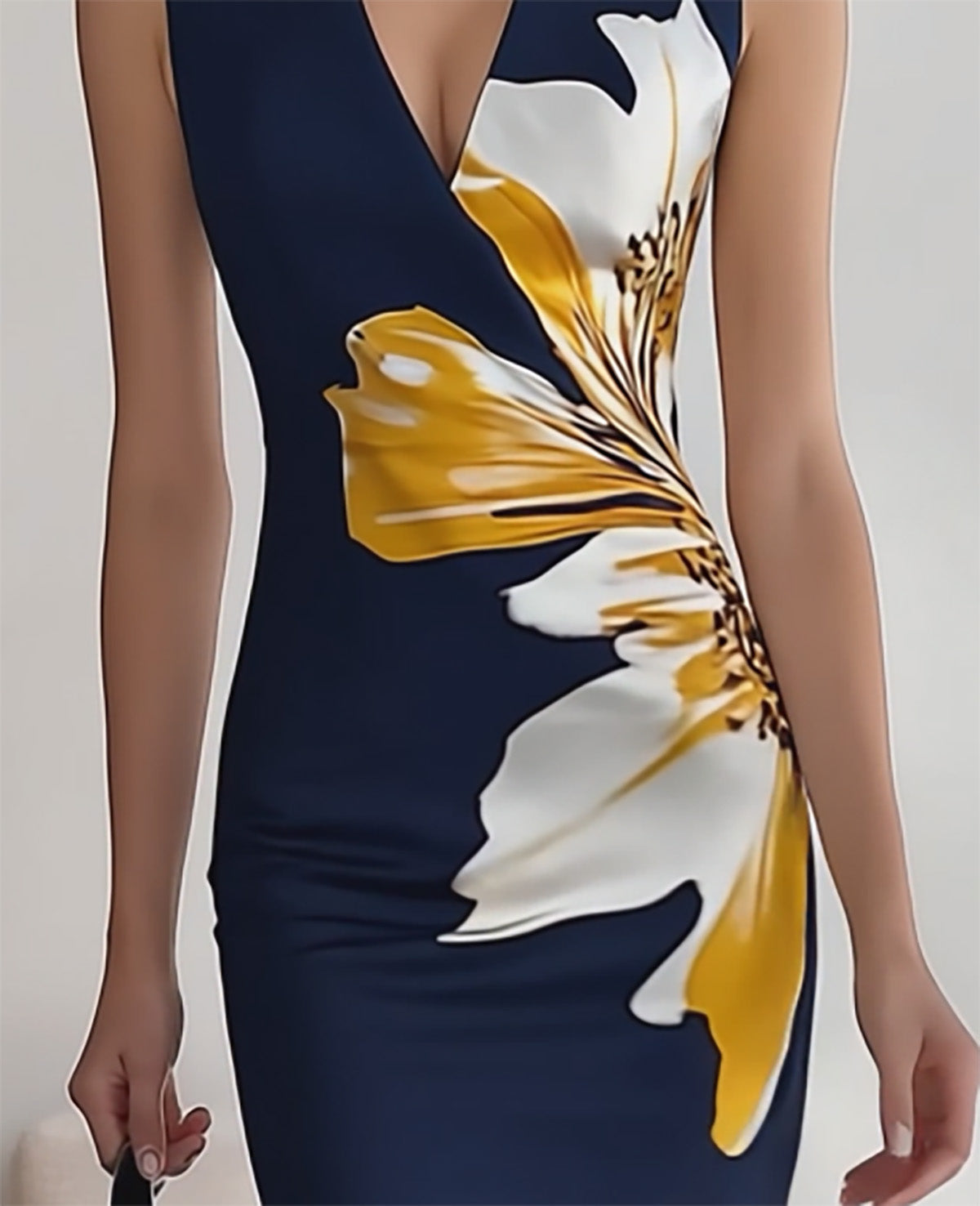THE AZURA | FLORAL V-NECK SLEEVELESS DRESS