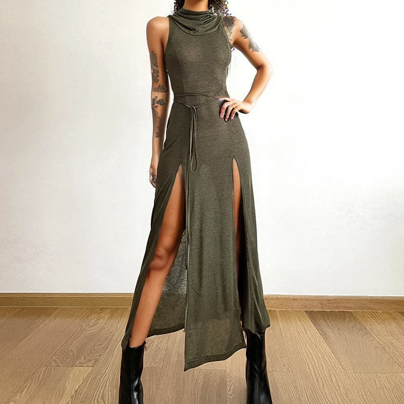 THE NAVAELA | CUTOUT HOODED MAXI DRESS