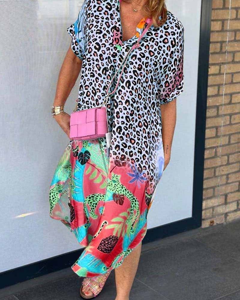 THE ANNE | CASUAL DRESS LEOPARD PRINT AND SHORT SLEEVES