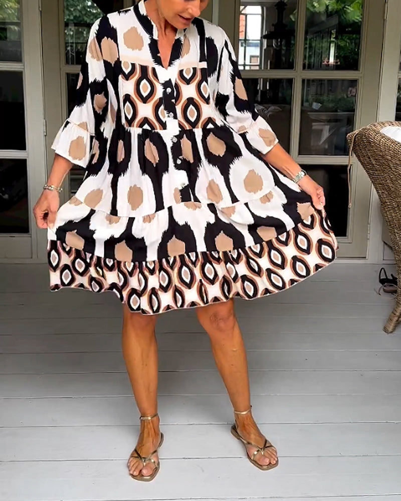 THE LIA | PRINTED 3/4 SLEEVE DRESS