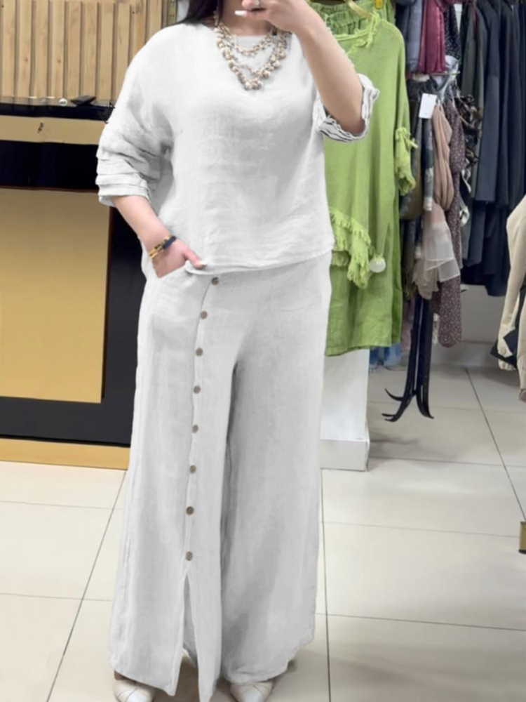 THE EMMELYN | LINEN BLEND SHIRT & PANTS SET