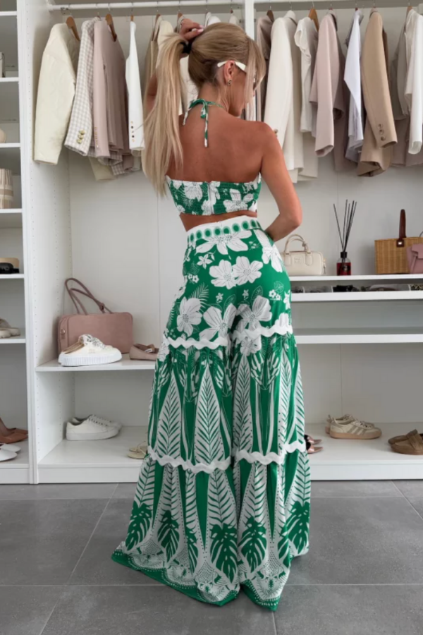 THE CASSIA | PRINTED HALTER & WIDE LEG SET