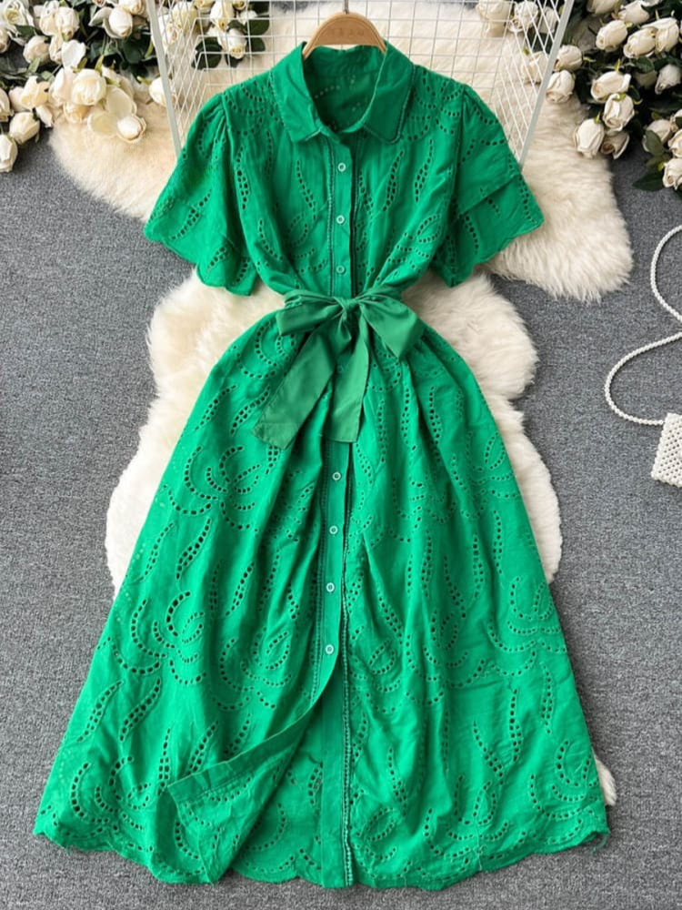 THE CALISE | EMBROIDERED COTTON DRESS