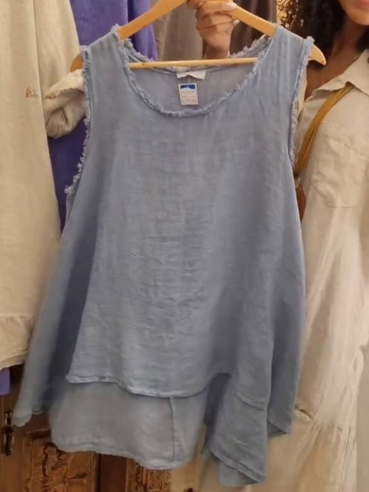THE LIVINE | RELAXED LINEN SLEEVELESS TOP