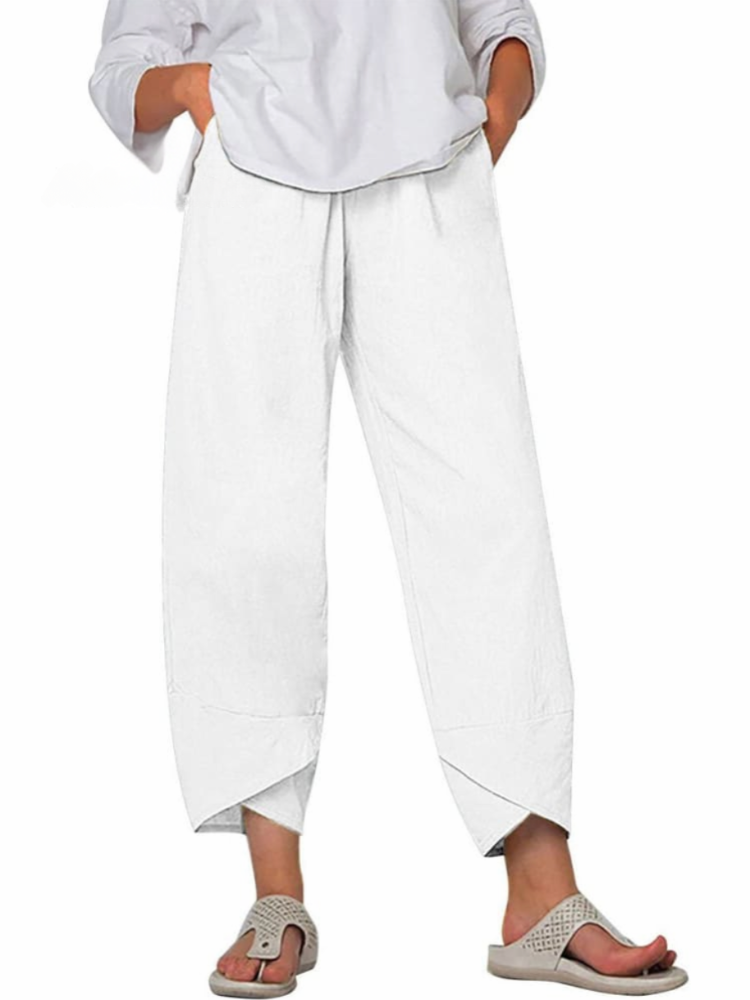 THE ELIORA PANTS | RELAXED COTTON-LINEN NINTH TROUSERS