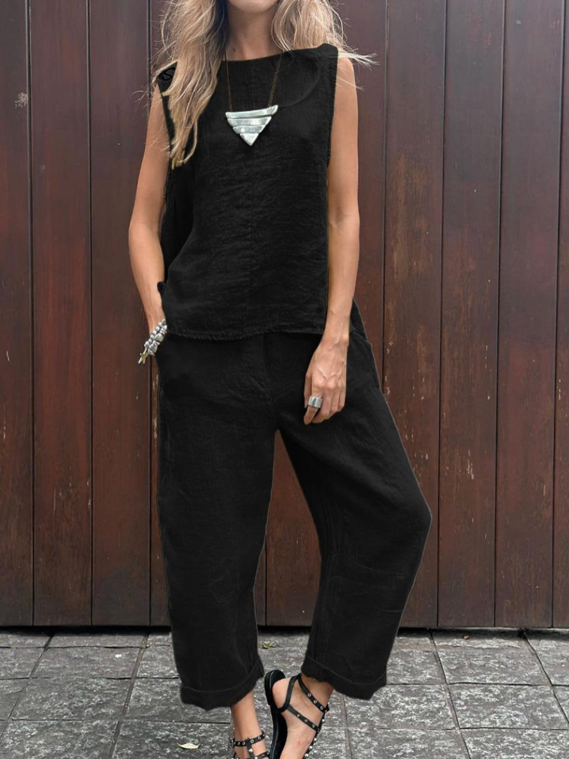 THE RAYA | LINEN-COTTON TANK & PANTS SET
