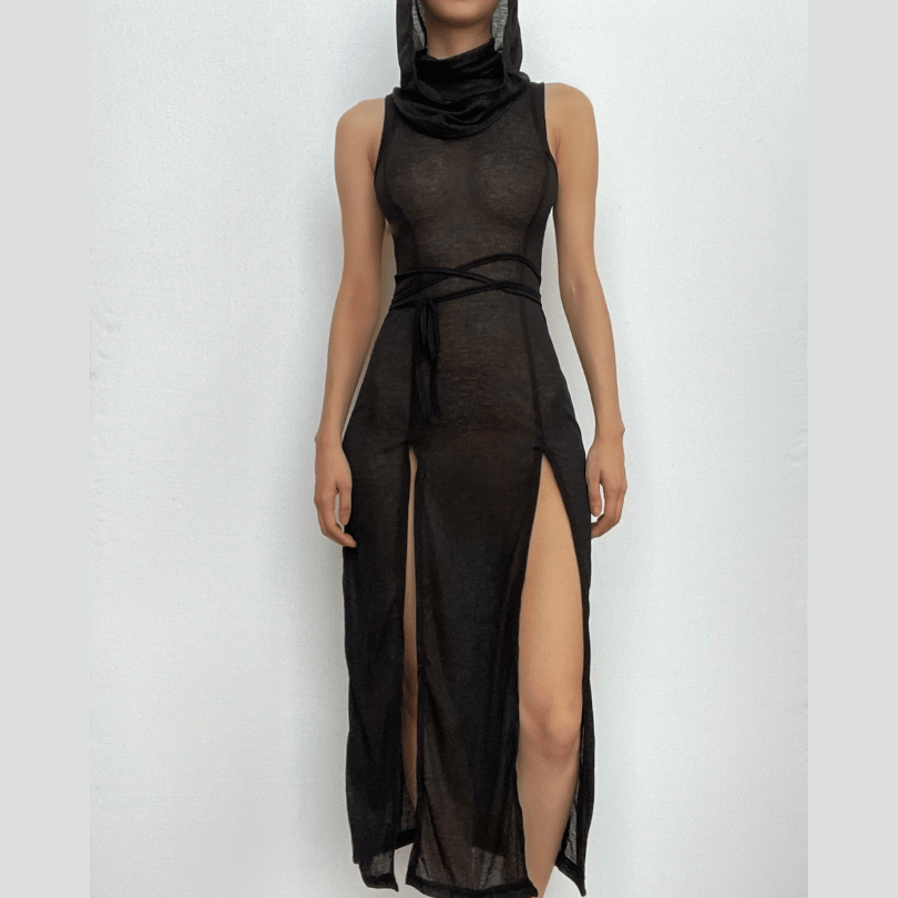 THE NAVAELA | CUTOUT HOODED MAXI DRESS