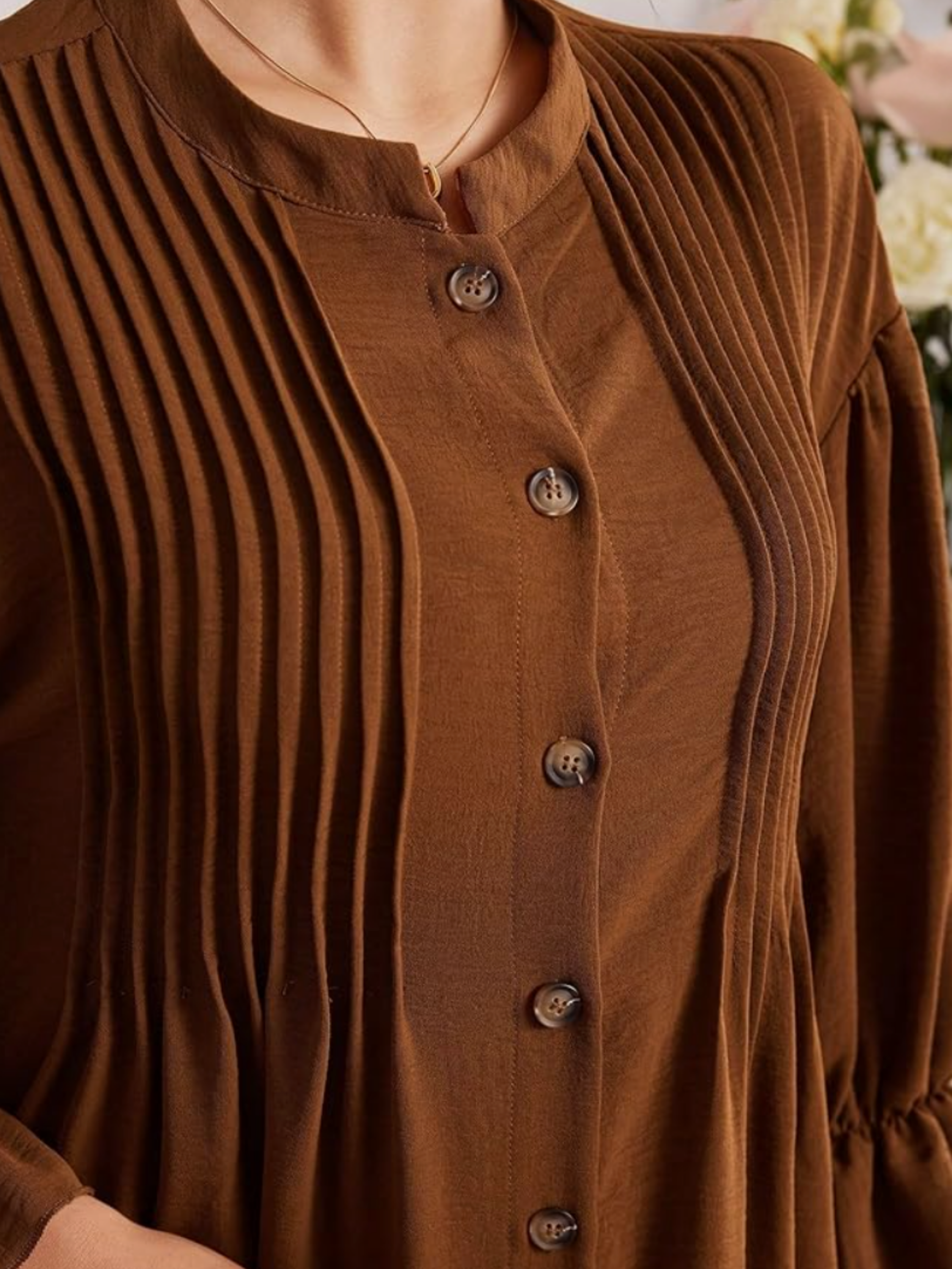 THE AMARIS | ELEGANT BUTTON-FRONT LONG-SLEEVE MAXI DRESS