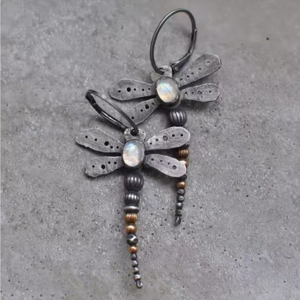 THE LUNARA | MOONSTONE DRAGONFLY EARRINGS