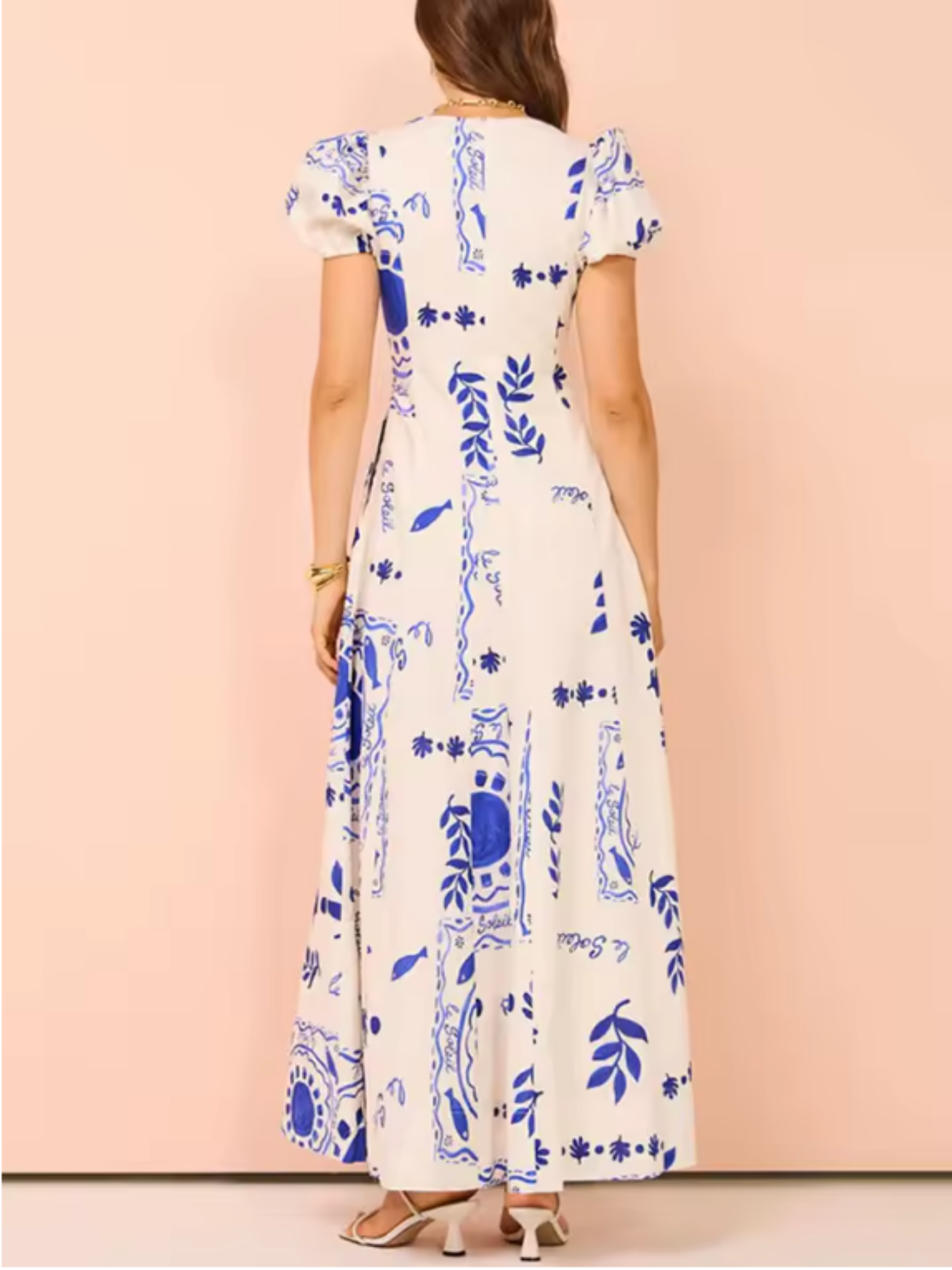 THE ZAREEN | PRINTED LINEN PUFF SLEEVE MAXI DRESS