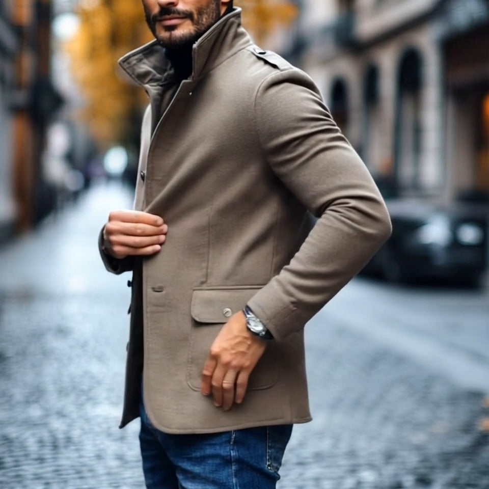 THE WILLIAM | CASUAL WOOL BLEND LAPEL SINGLE-BREASTED SLIM SHORT COAT