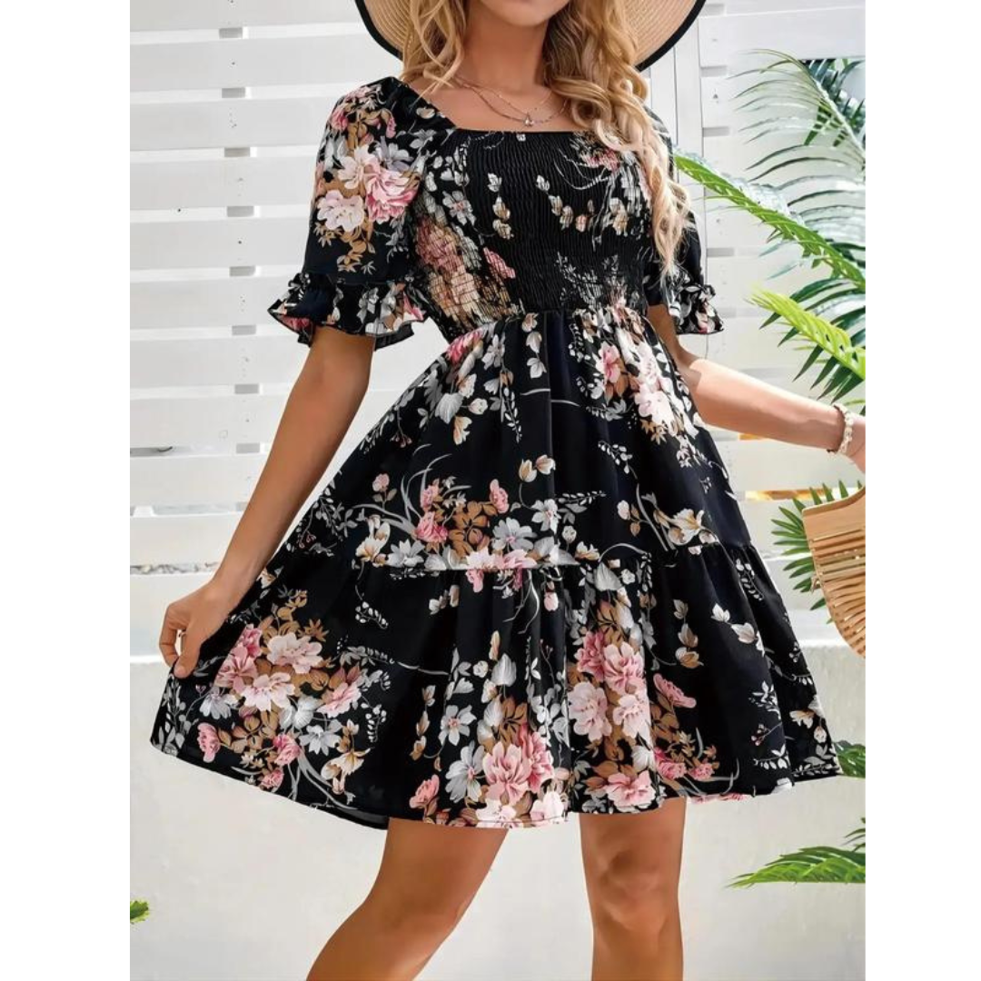 THE LYRA | FLORAL DRAPE DRESS