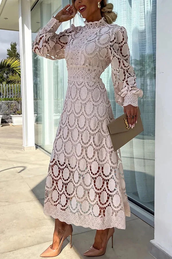 THE AMARIS | CROCHET LACE MIDI DRESS