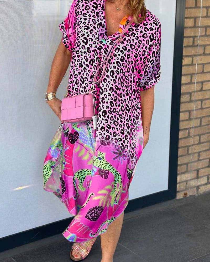 THE ANNE | CASUAL DRESS LEOPARD PRINT AND SHORT SLEEVES