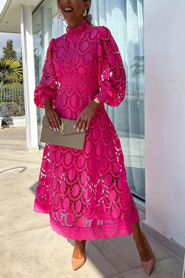 THE AMARIS | CROCHET LACE MIDI DRESS