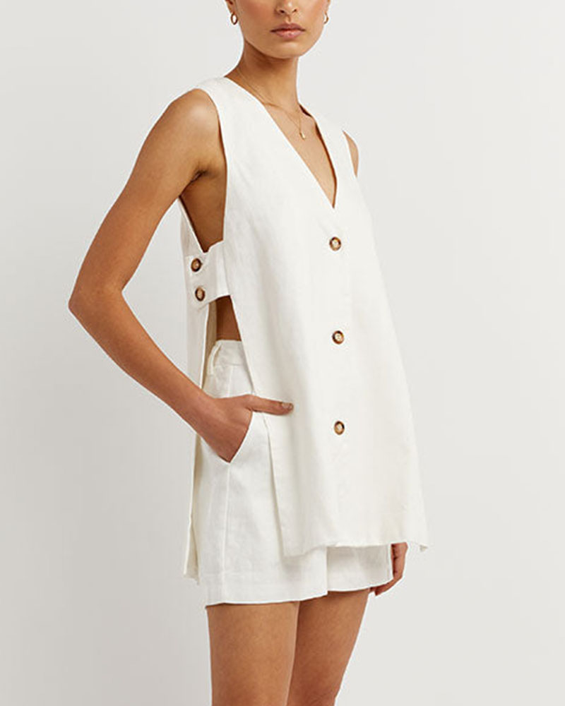 THE FIONA | SLEEVELESS BUTTON-UP SET