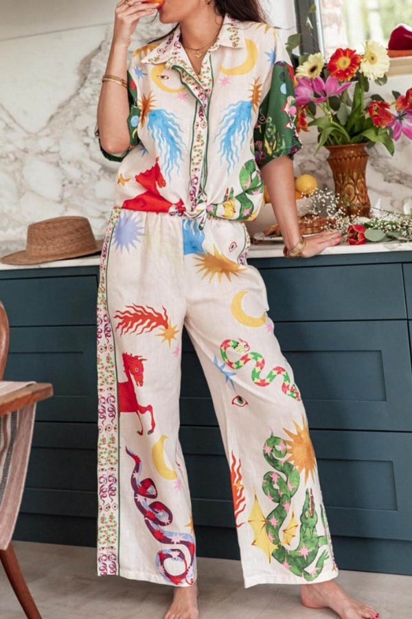 THE LISA | LOOSE SHIRT AND ELASTIC WAIST PANTS SET