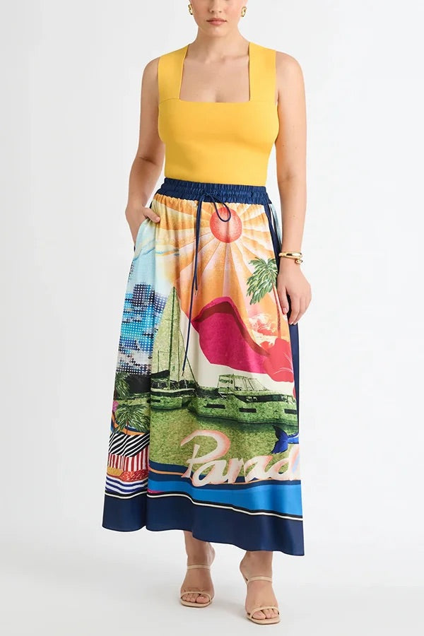 THE SEASIDE | SATIN LOOSE MAXI SKIRT SET