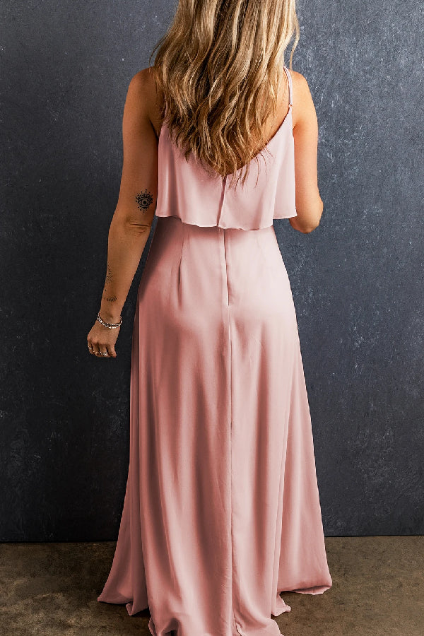 THE CINDY | RUFFLED SPLIT LONG DRESS