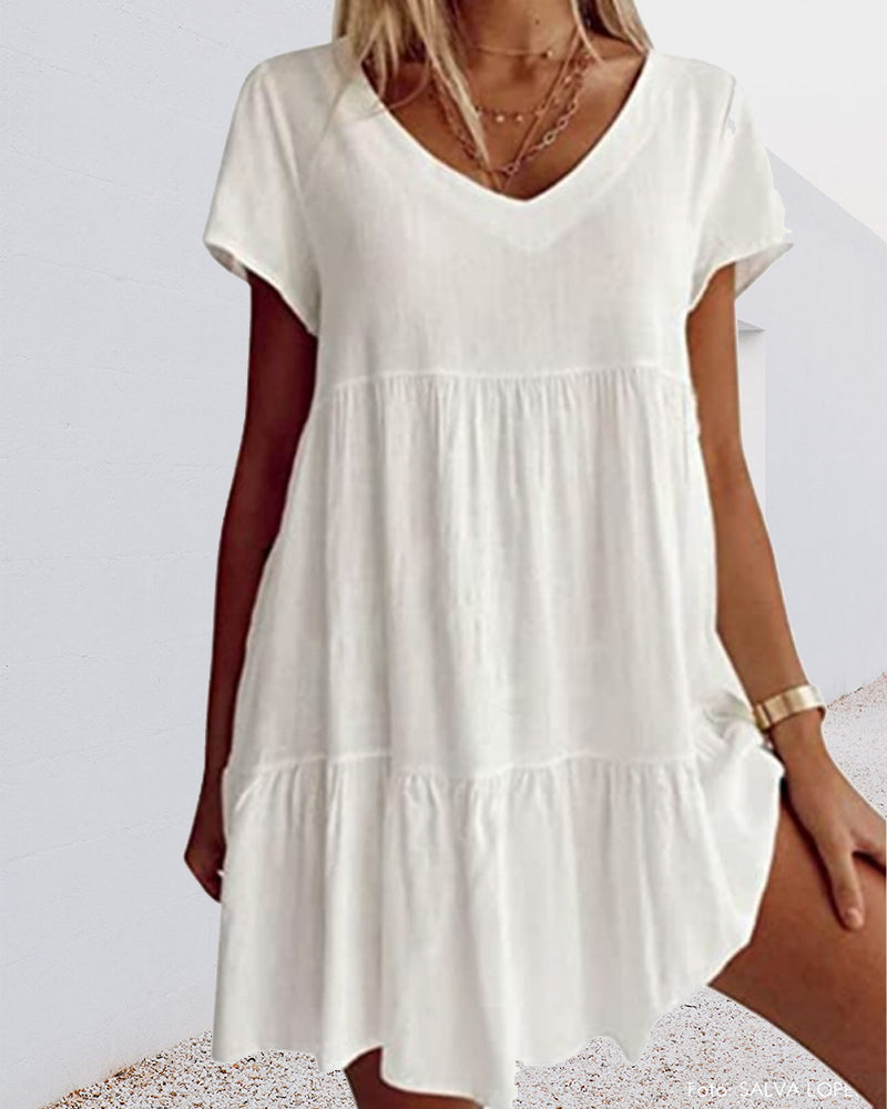 THE LIVIA | RELAXED SHORT SLEEVE COTTON DRESS