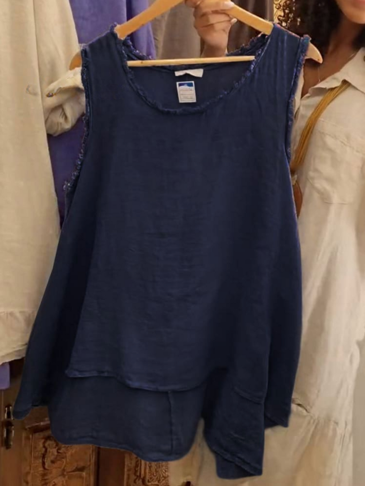 THE LIVINE | RELAXED LINEN SLEEVELESS TOP