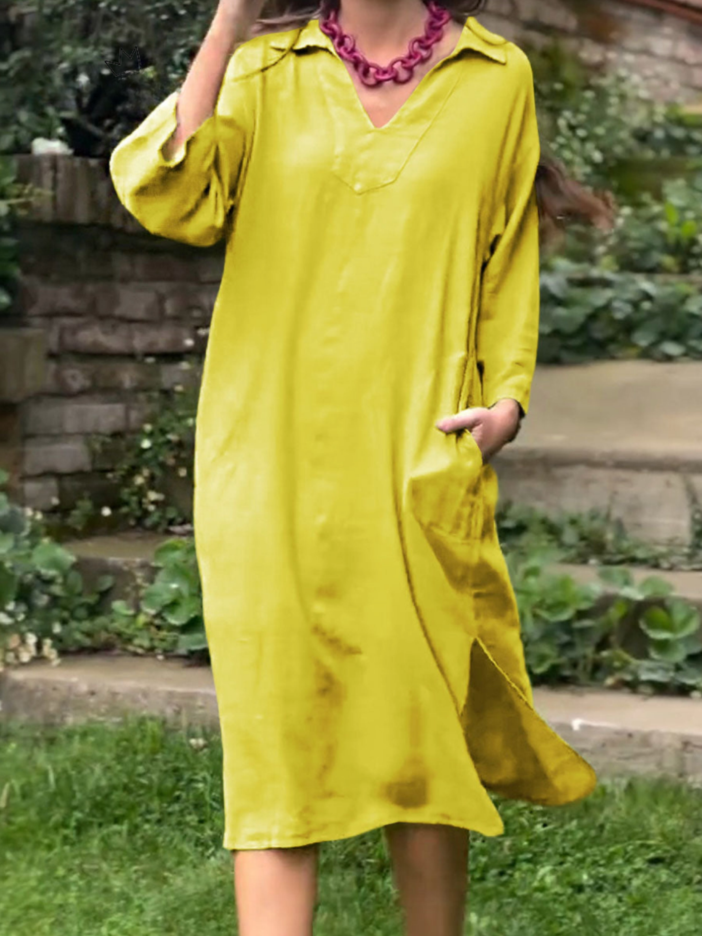 THE LOREINA | LAPEL COTTON LINEN DRESS