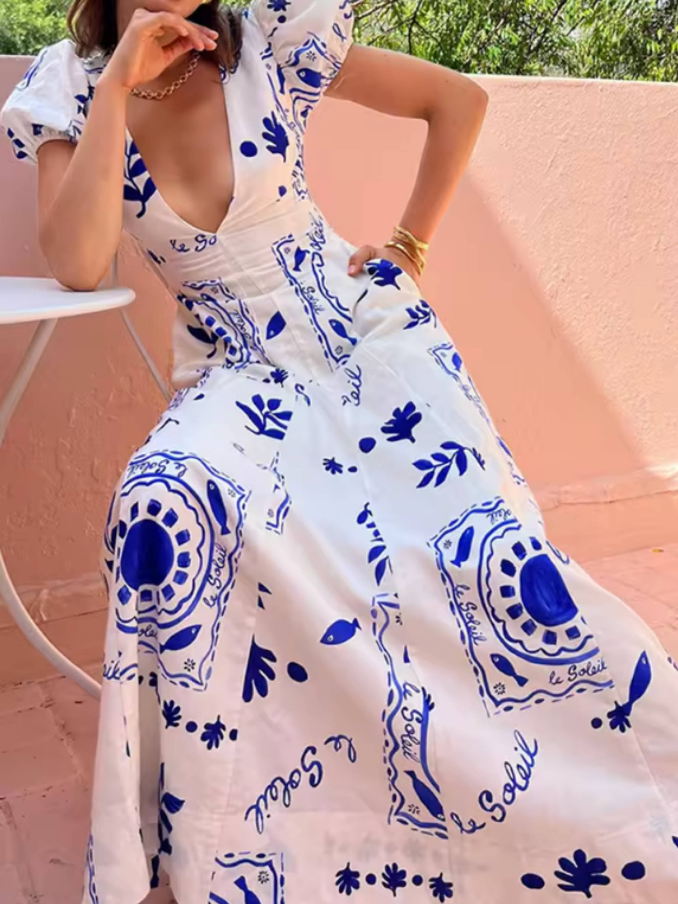 THE ZAREEN | PRINTED LINEN PUFF SLEEVE MAXI DRESS
