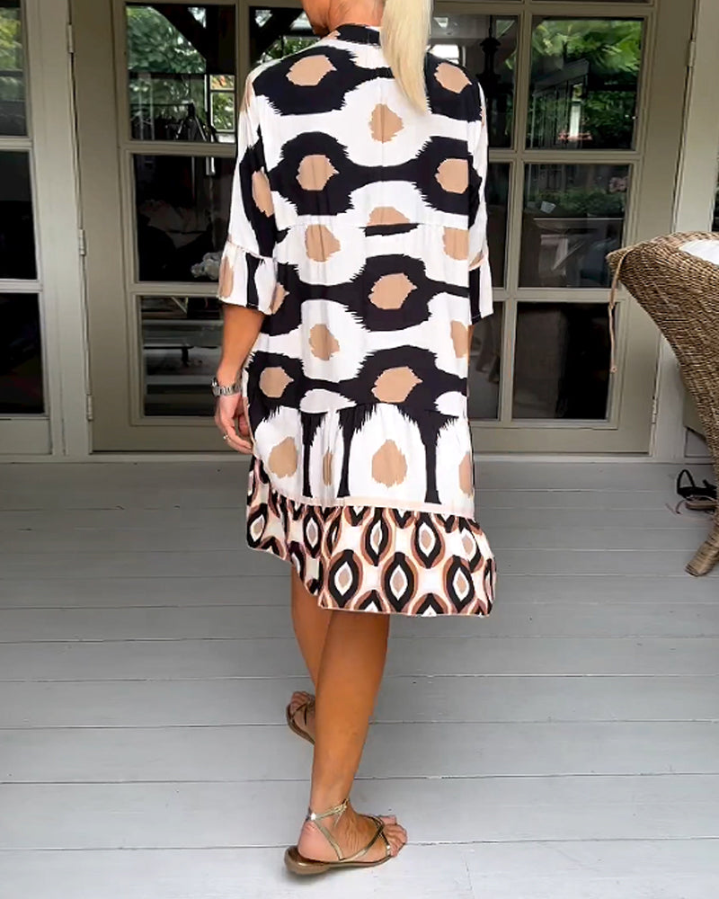 THE LIA | PRINTED 3/4 SLEEVE DRESS