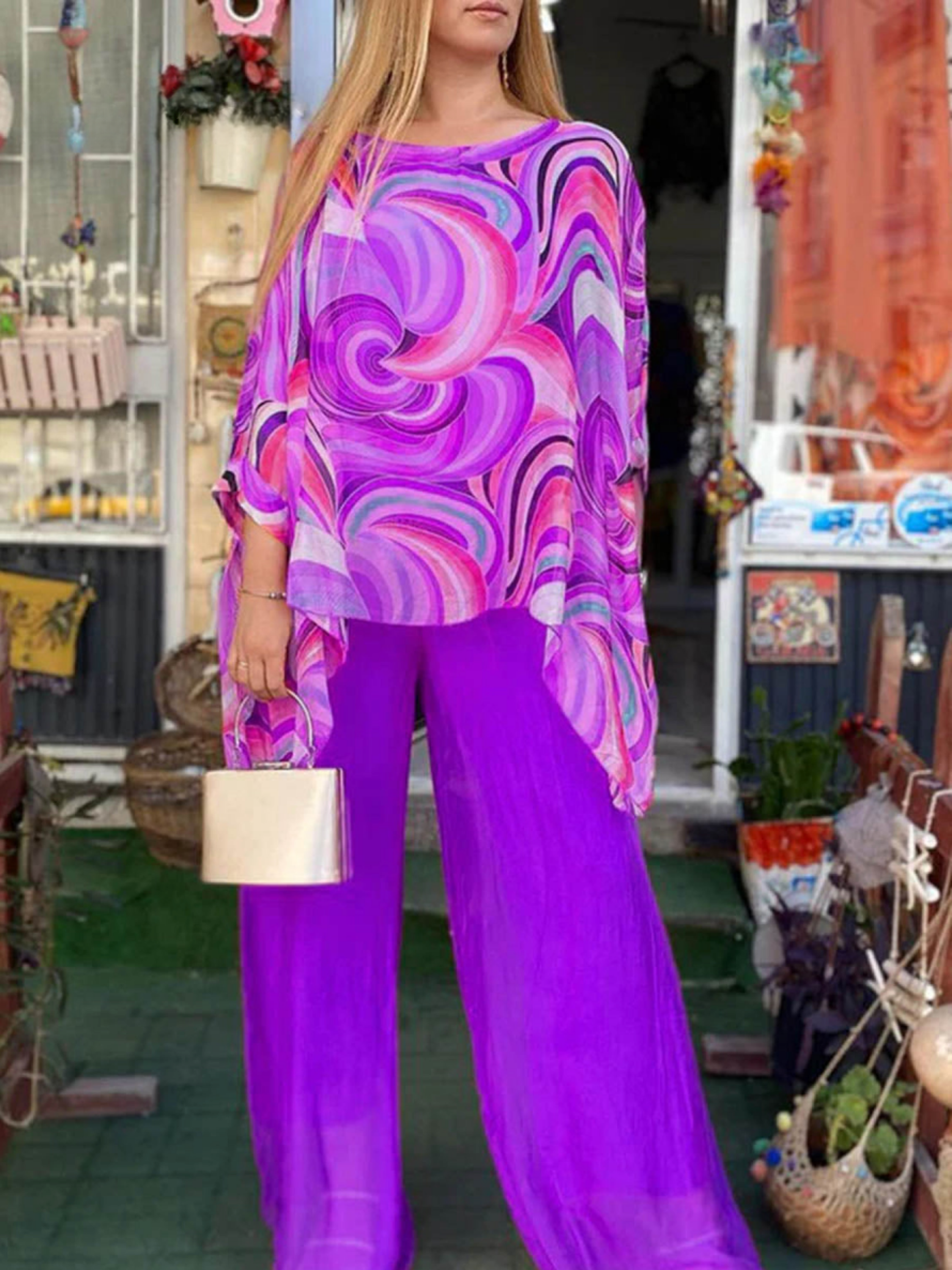 THE LUNARA | ABSTRACT PRINT CHIFFON TWO-PIECE SET