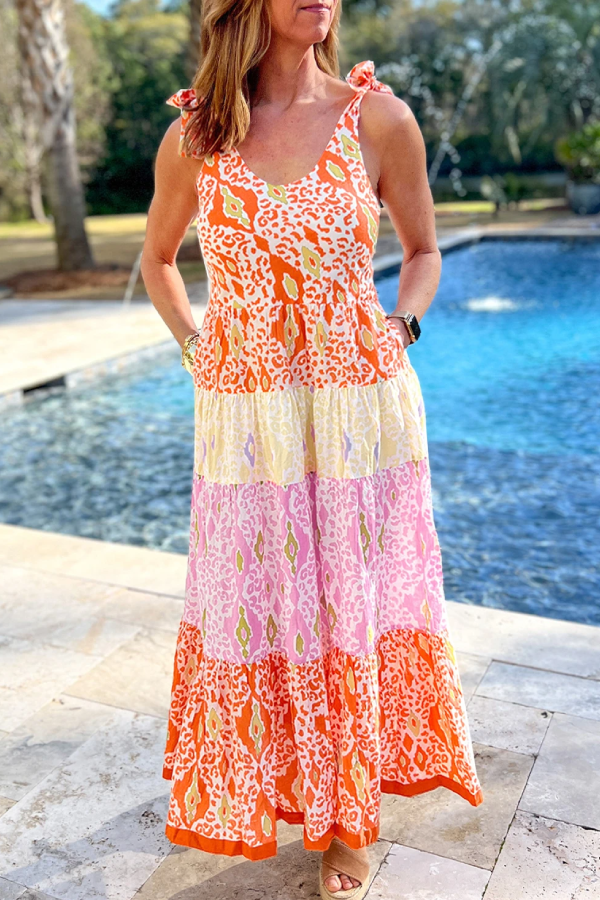 THE ELAINE | KNOTTED STRAPS TIERED DRESS
