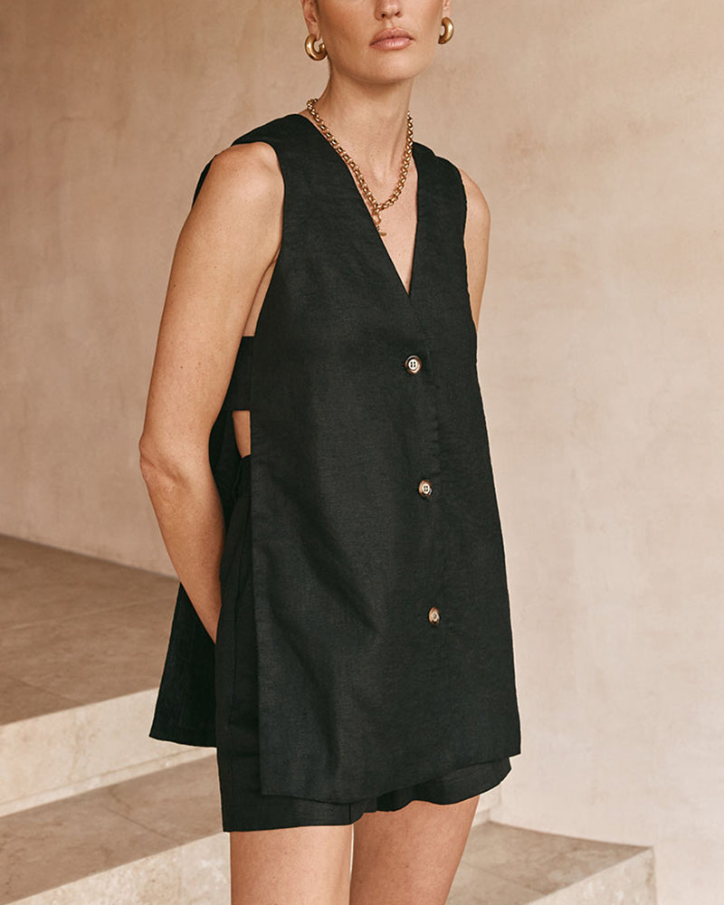 THE FIONA | SLEEVELESS BUTTON-UP SET