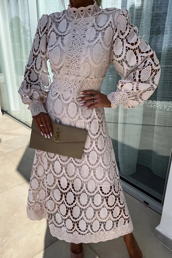 THE AMARIS | CROCHET LACE MIDI DRESS