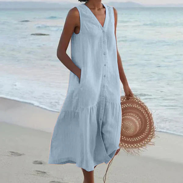 THE ELANORA | SLEEVELESS LINEN SHIRT DRESS