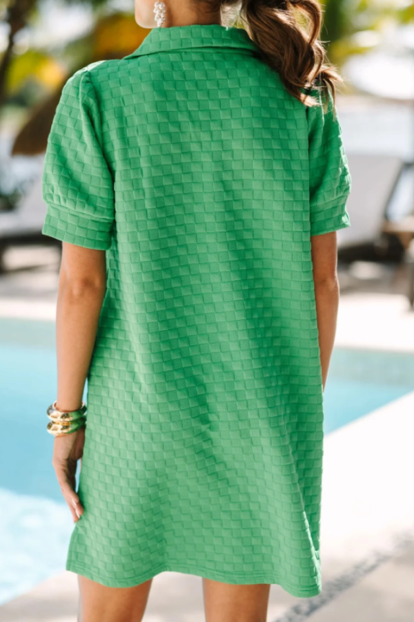 THE LAUREEN | PUFF SLEEVE POCKET SHIRT DRESS