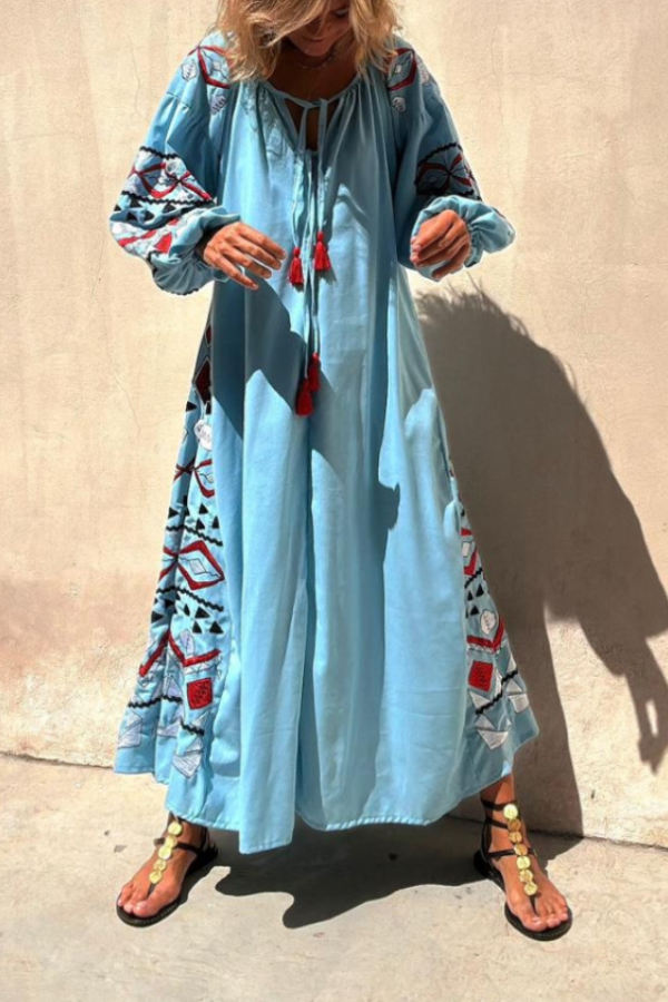 THE DANA | ETHNIC RETRO PRINT LONG SKIRT