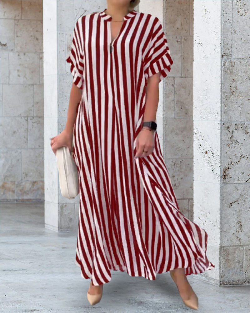 SIENA | STRIPED V-NECK SHIRT DRESS