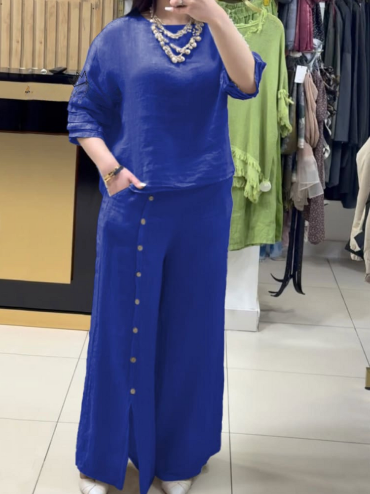 THE EMMELYN | LINEN BLEND SHIRT & PANTS SET