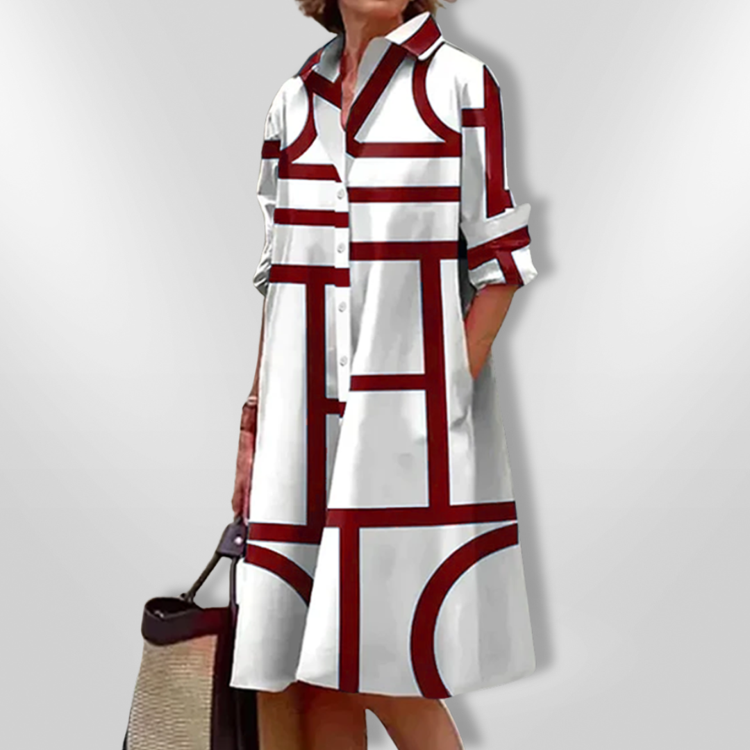 THE MARCELLIA | CHIC PRINT FLOWY SHIRT DRESS