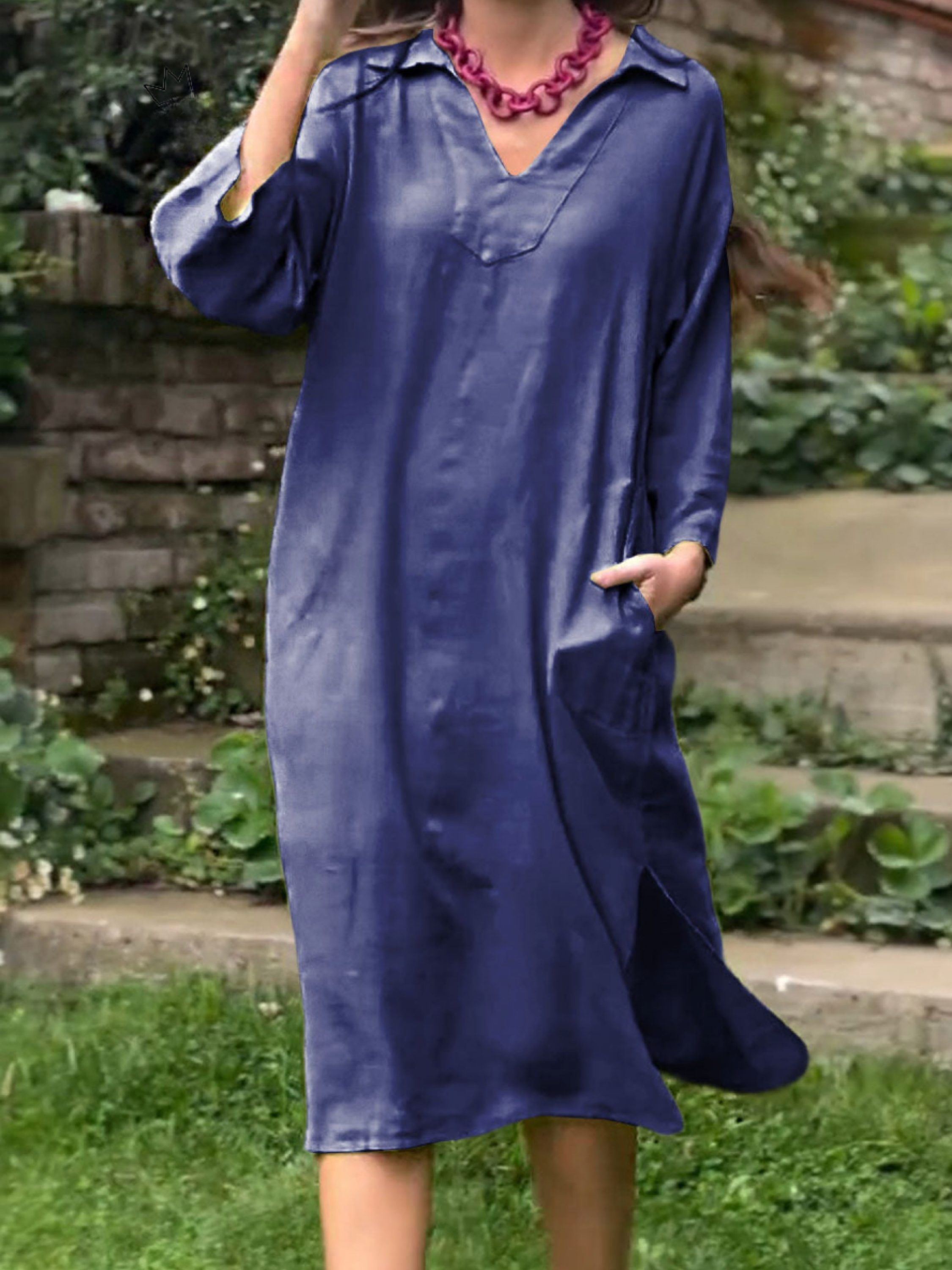 THE LOREINA | LAPEL COTTON LINEN DRESS