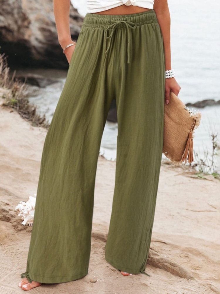 THE MAELYN | COTTON & LINEN WIDE LEG CASUAL PANTS