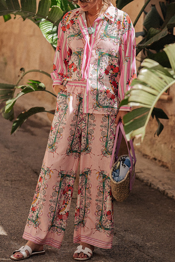 THE GLORIA | LOOSE BLOUSE AND ELASTIC WAIST POCKETED PANTS SET