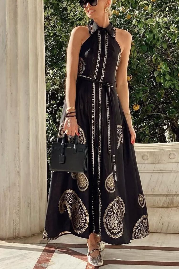 THE VACATION | SLEEVELESS TIE-UP POCKETED MAXI DRESS